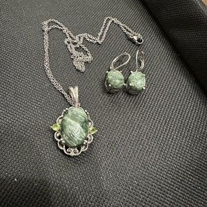 Beautiful Sterling Silver Seraphinite necklace and earrings set